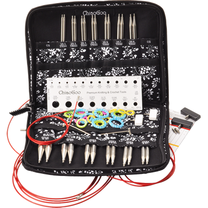 ChiaoGoo Twist Interchangeable Knitting Needle Set (Small) - 5" Stainless Steel Tips, US 2-8, With Cables & Case