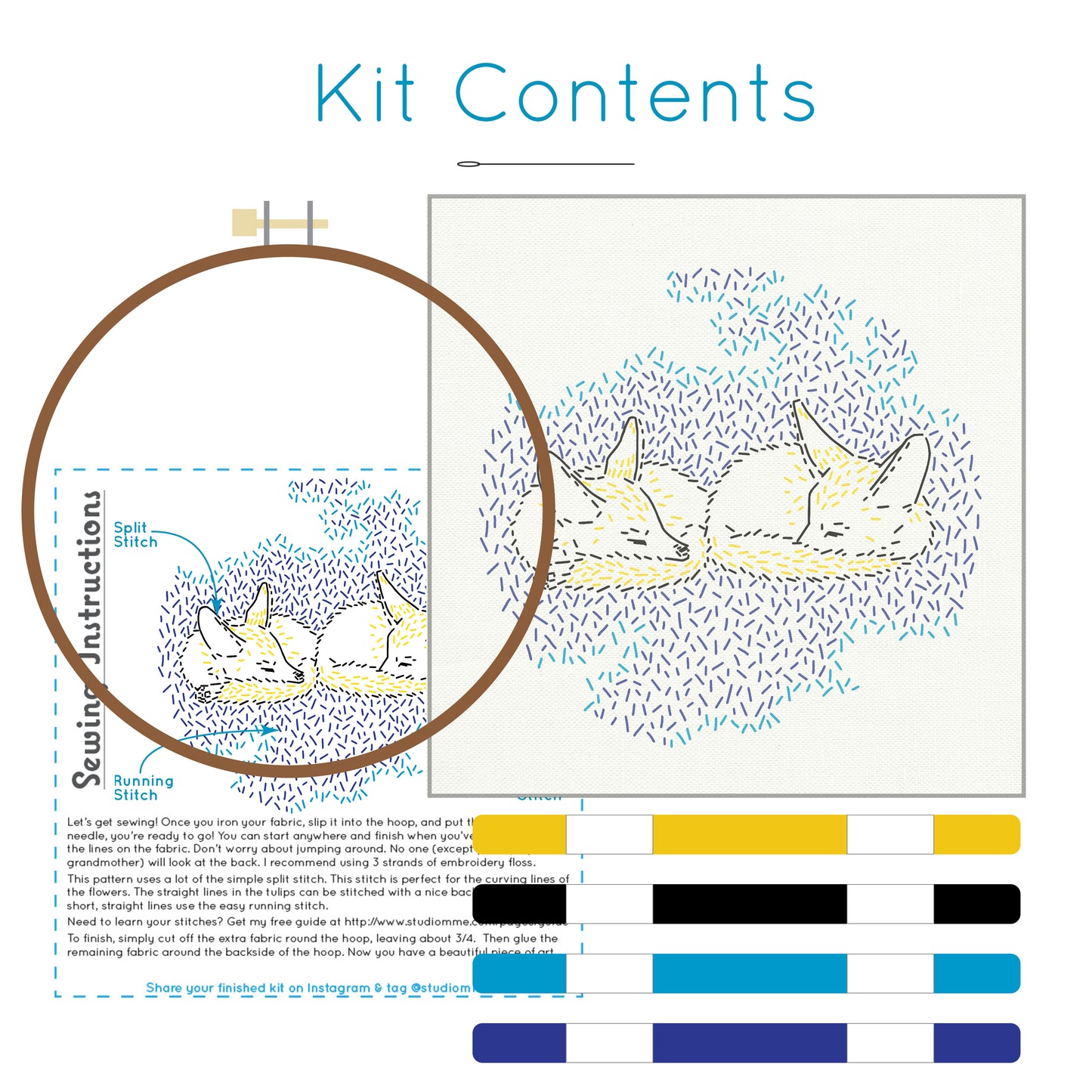 Dreaming Foxes Embroidery Kit
