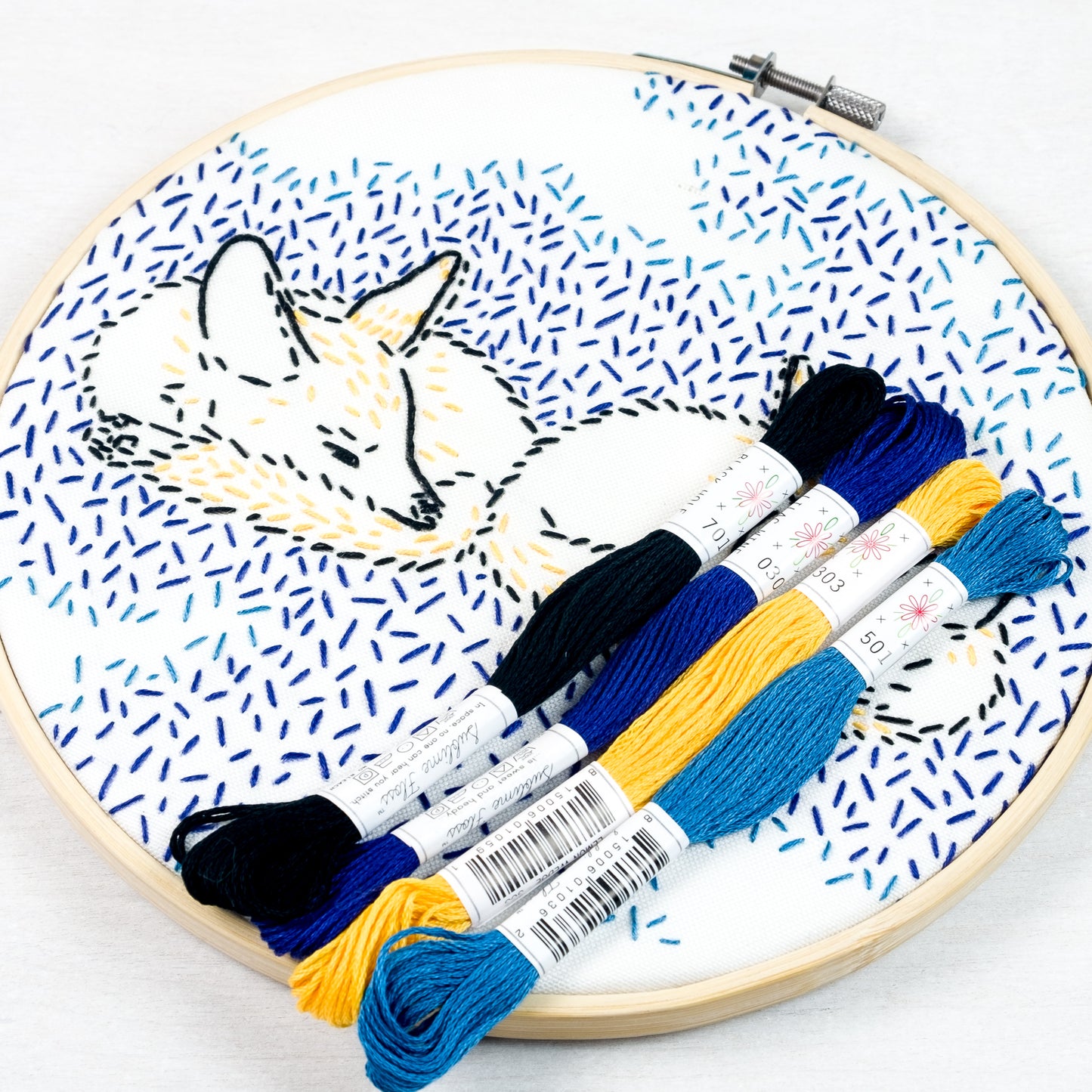 Load image into Gallery viewer, Dreaming Foxes Embroidery Kit
