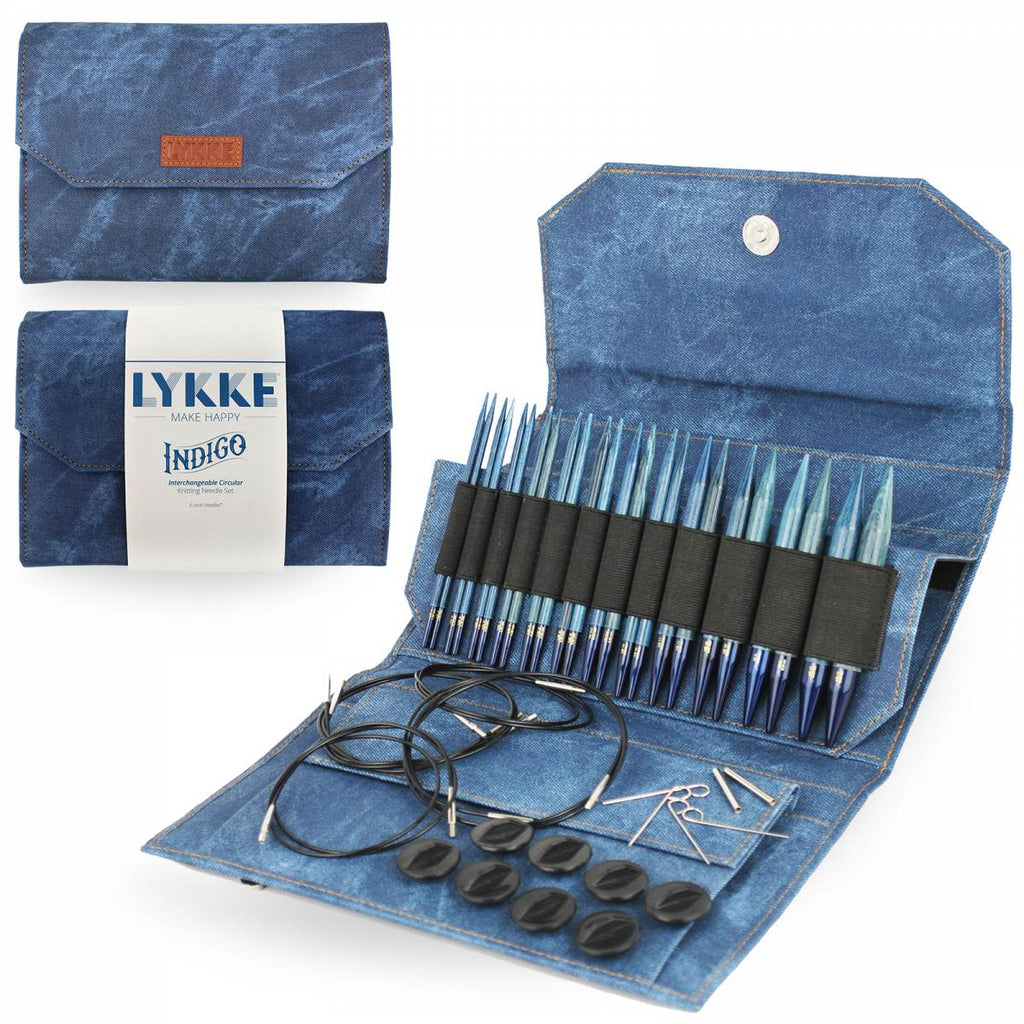 Lykke Indigo 5” Interchangeable Needle Set (Azure Denim) – Knotty